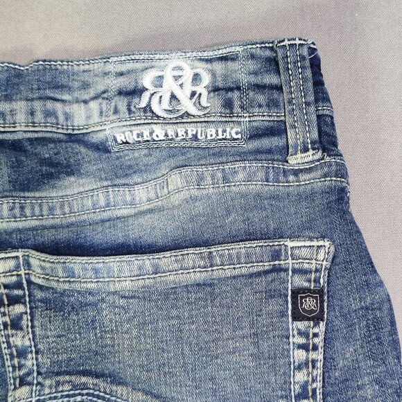 Rock & Republic jeans straight men's size 34X34 acid washed blue - Picture 5 of 15